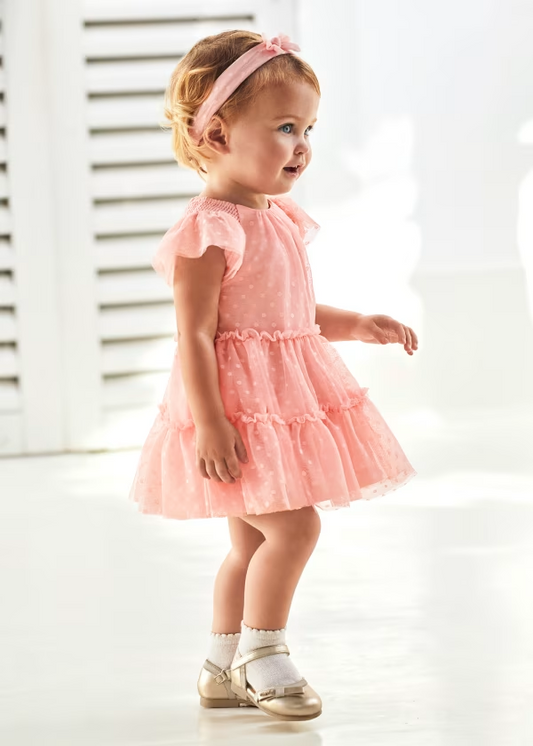 Mayoral Plumeti Dress with Tulle Headband