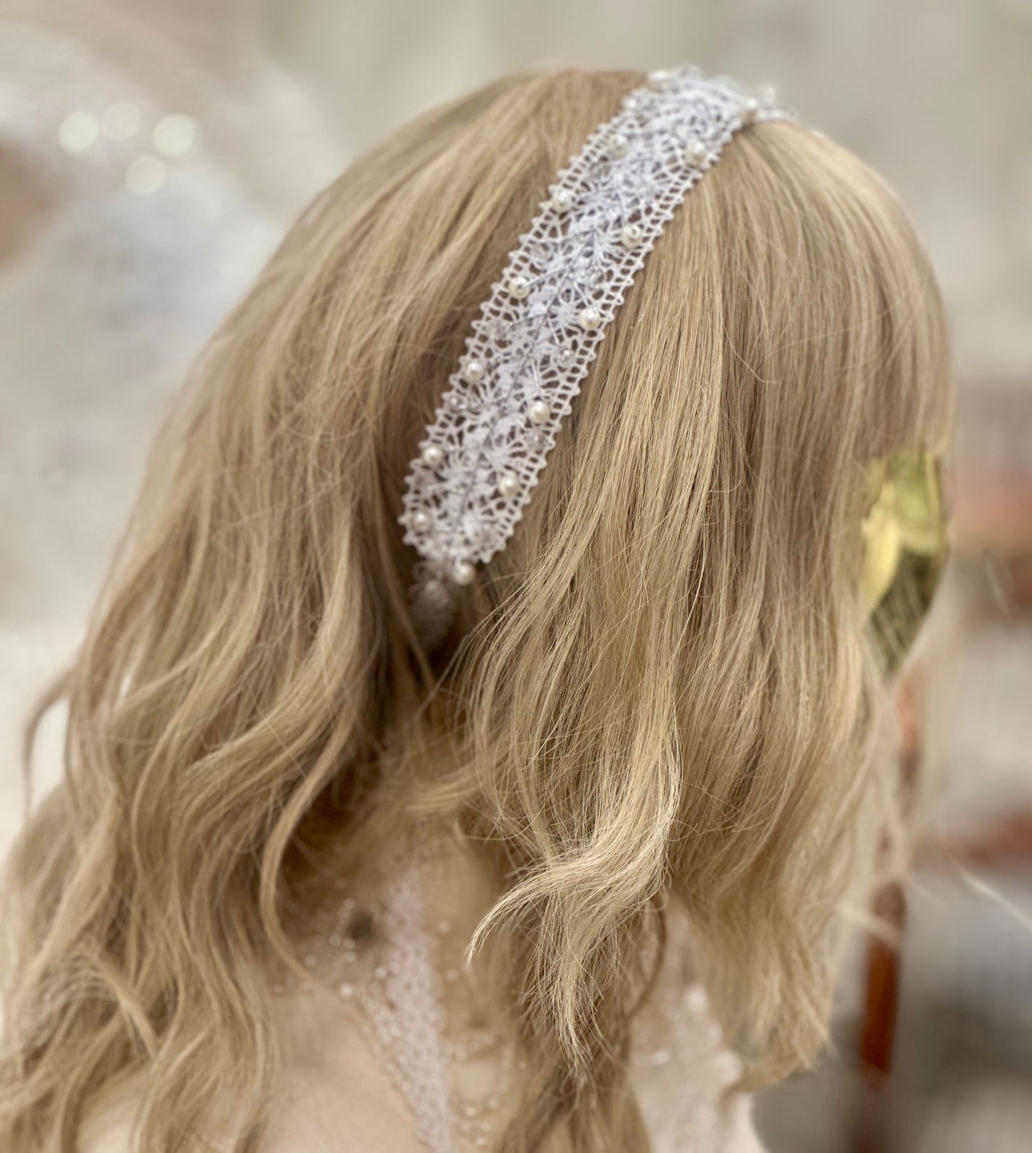 Girls Lace & Pearl Headband
