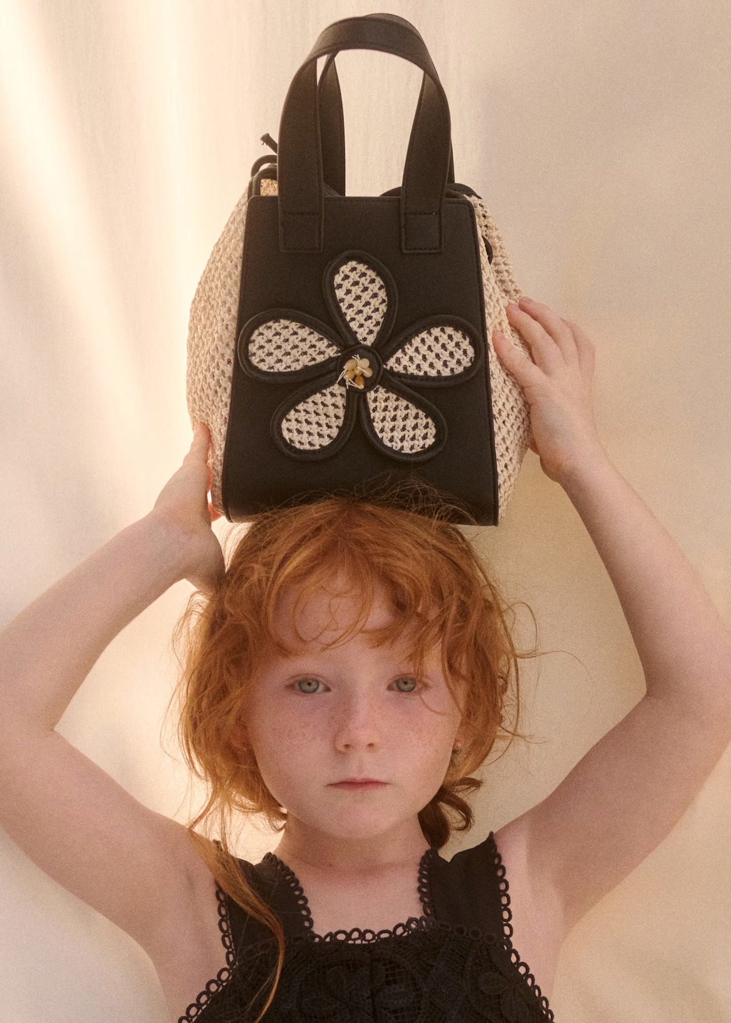 Abel & Lula Raffia Bag w/Flower Detail
