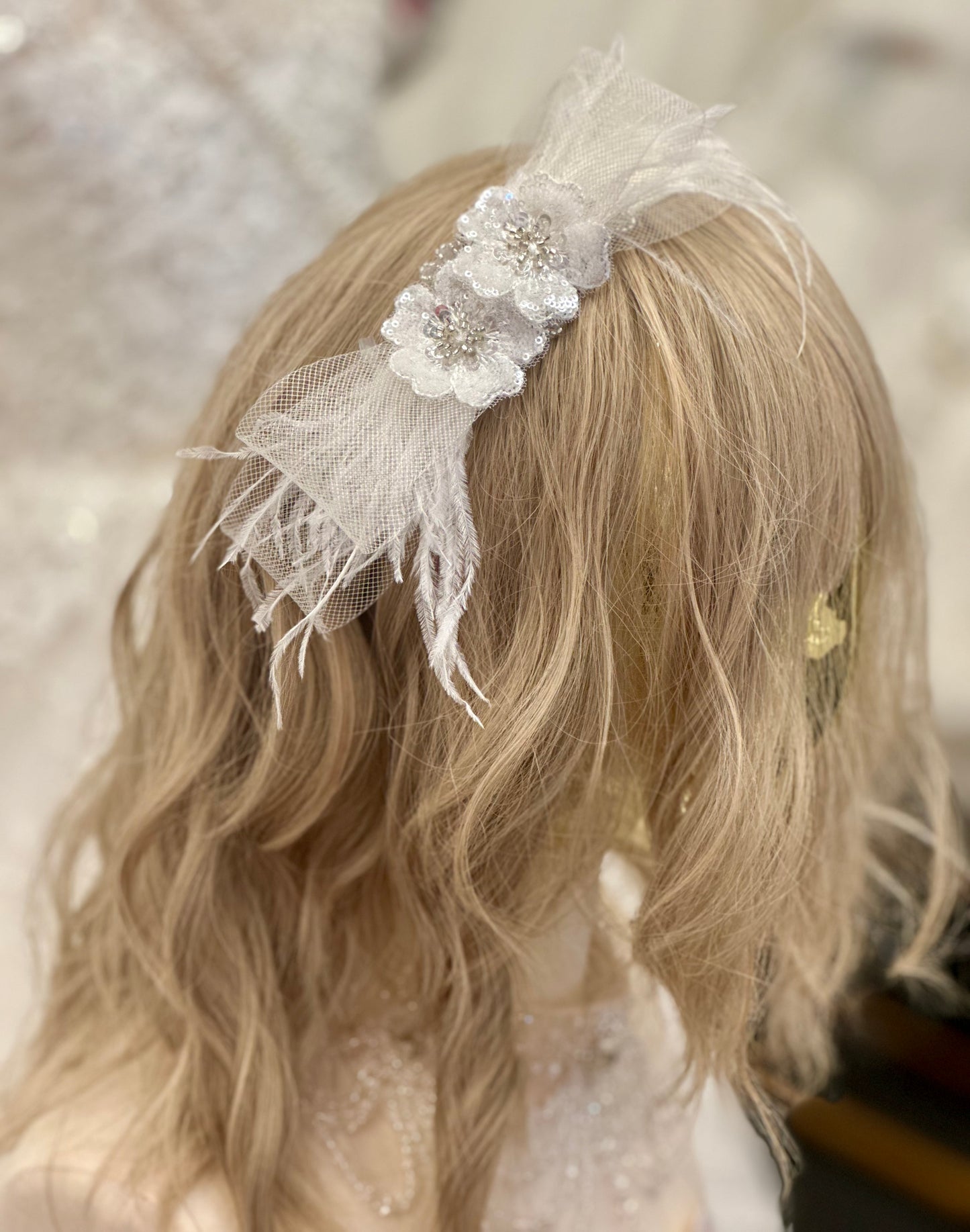 Ivory Headband w/Bow/Flowers