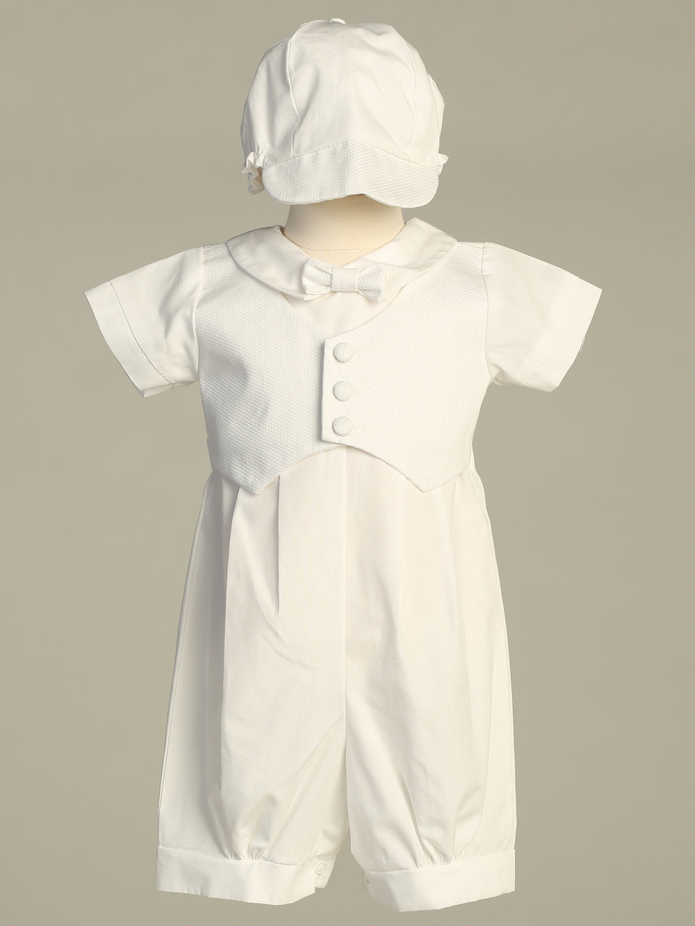 Cotton romper with pique vest