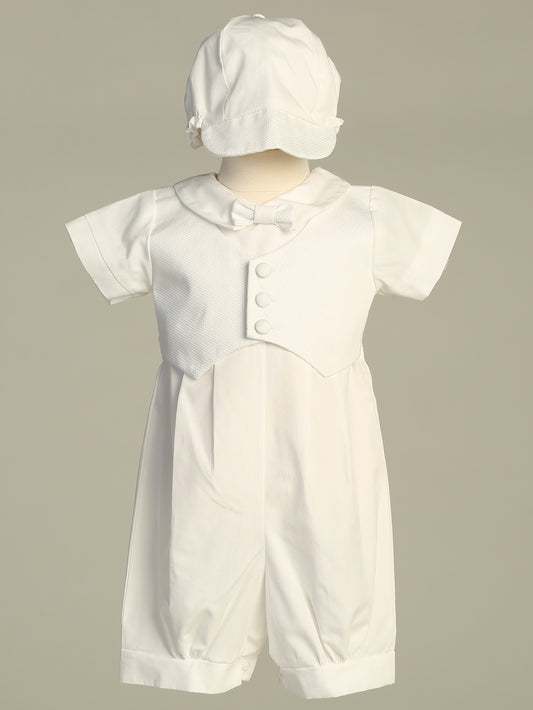 Cotton romper with pique vest