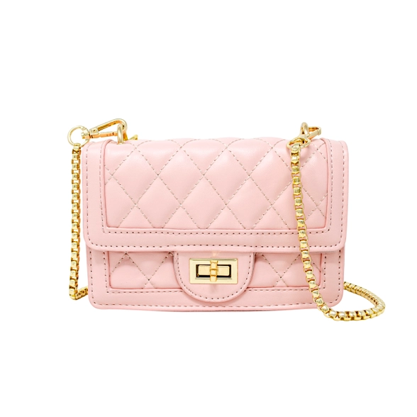 Quilted Large Flap Handbag Pink