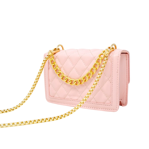 Quilted Large Flap Handbag Pink