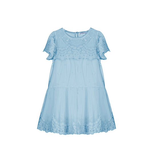 Mayoral Embroidered Tulle Dress