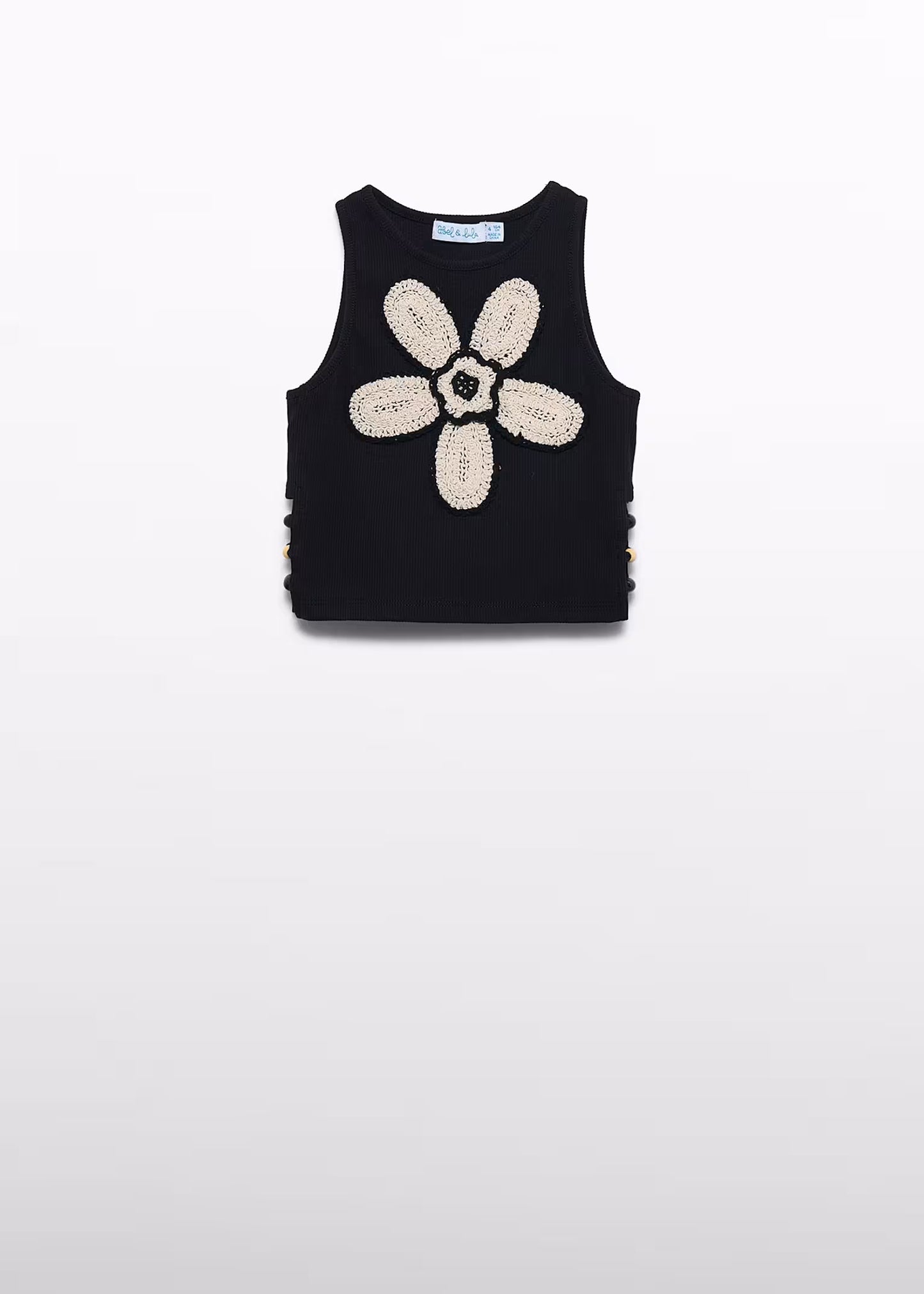 Abel & Lula Girl Floral Crochet Knit Top/Printed Culotte Pants