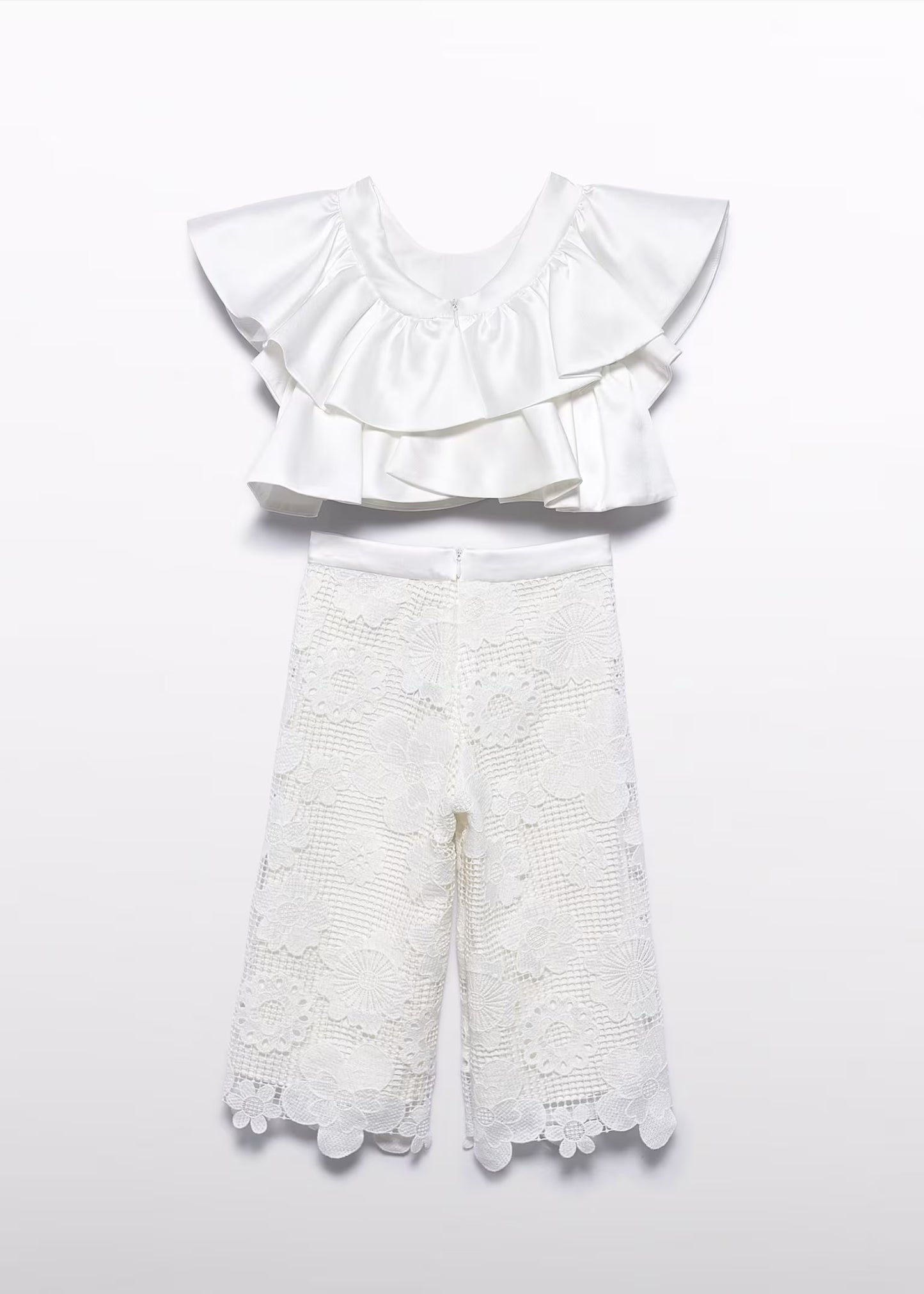 Abel & Lula Girl Guipure Culotte Pants and Top Set