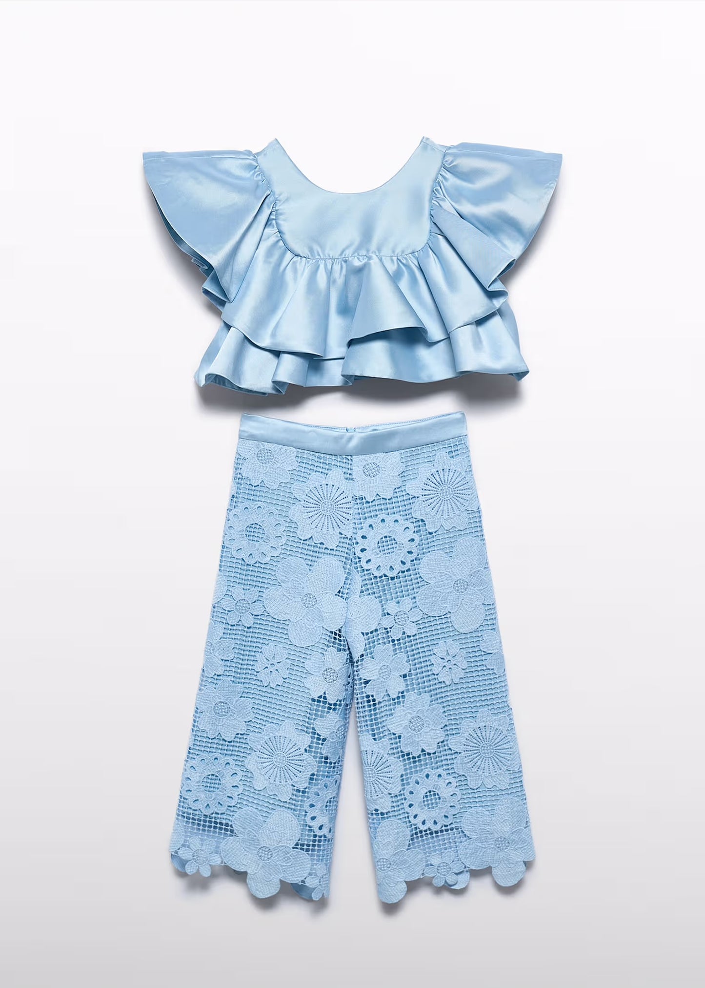 Abel & Lula Girl Guipure Culotte Pants and Top Set