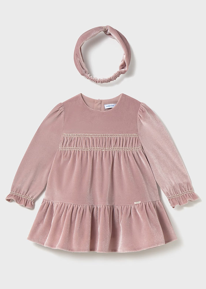 Mayoral Infant Velvet Dress & Headband Set