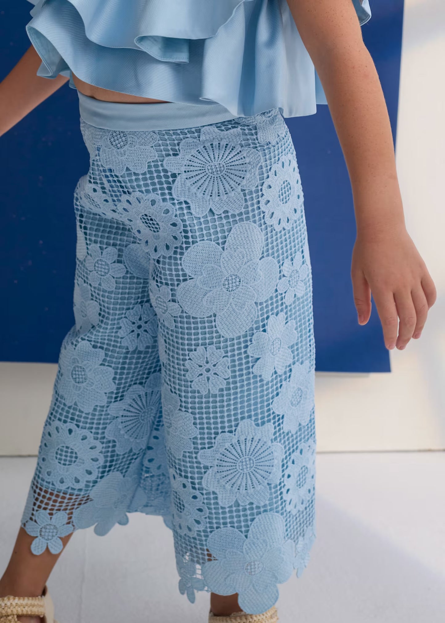 Abel & Lula Girl Guipure Culotte Pants and Top Set