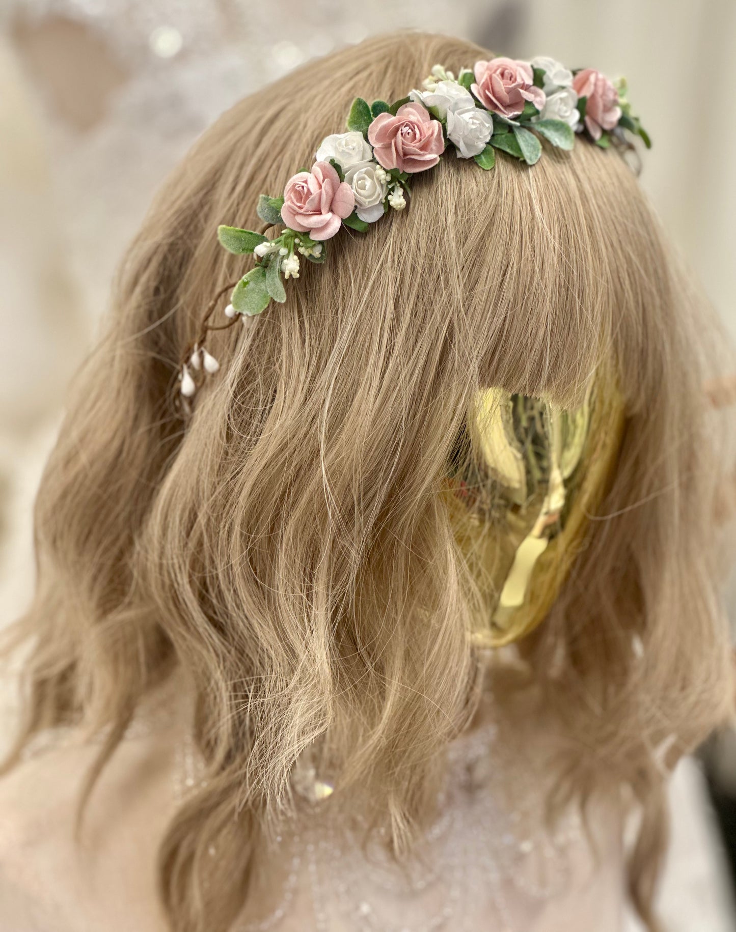 Pink/Ivory Flower Crown