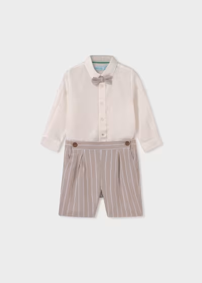 Abel & Lula Baby Set Of Striped Linen Shorts And Shirt