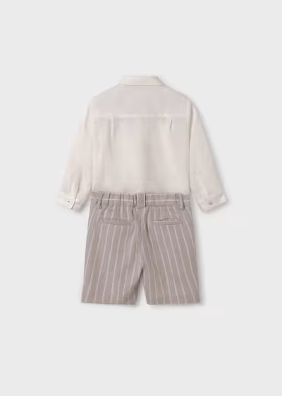 Abel & Lula Baby Set Of Striped Linen Shorts And Shirt