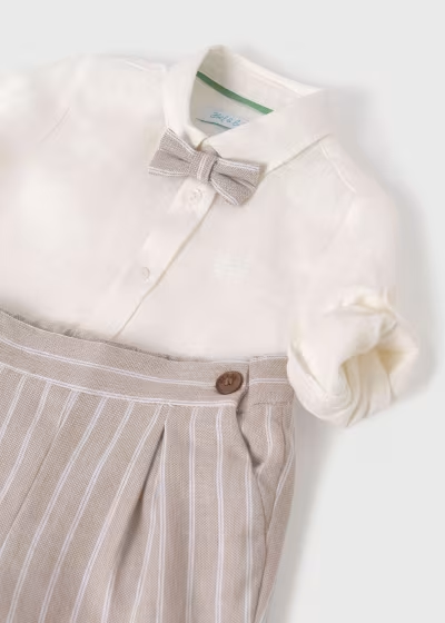 Abel & Lula Baby Set Of Striped Linen Shorts And Shirt