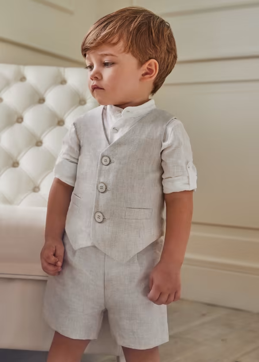 Baby Boys 4 Piece Pale Blue Shorts Suit - Occasionwear For Kids