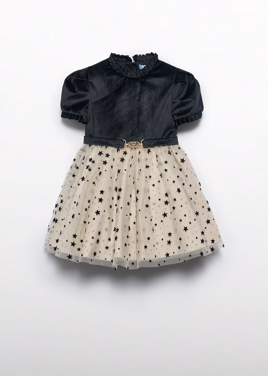 Abel & Lula Combined Velvet Dress