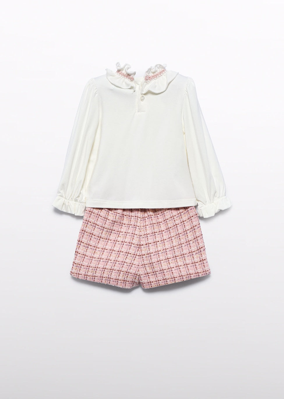 Abel & Lula Baby Girl Lurex Plaid Bermuda Shorts Set