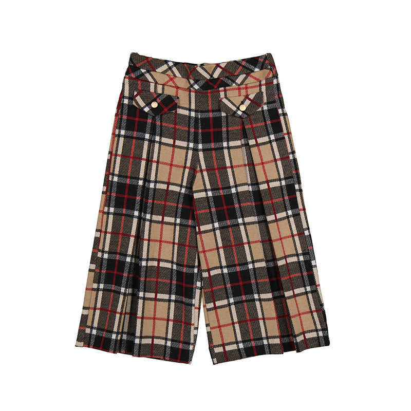 Abel & Lula 2pc Sweater & Plaid Culottes
