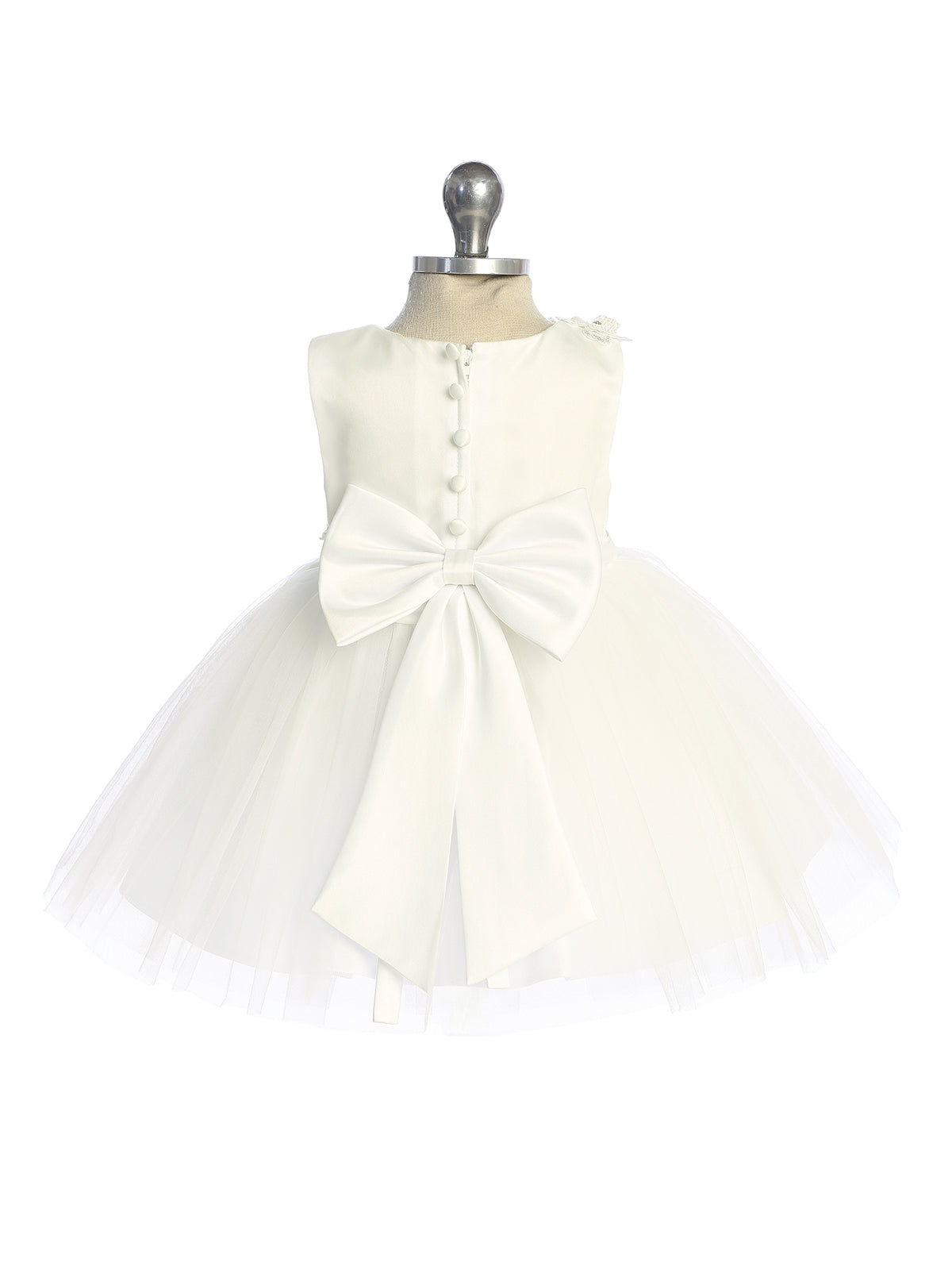 Infant Girls Mesh Overlay Bodice with 3D Flower Applique and Mesh Skirt