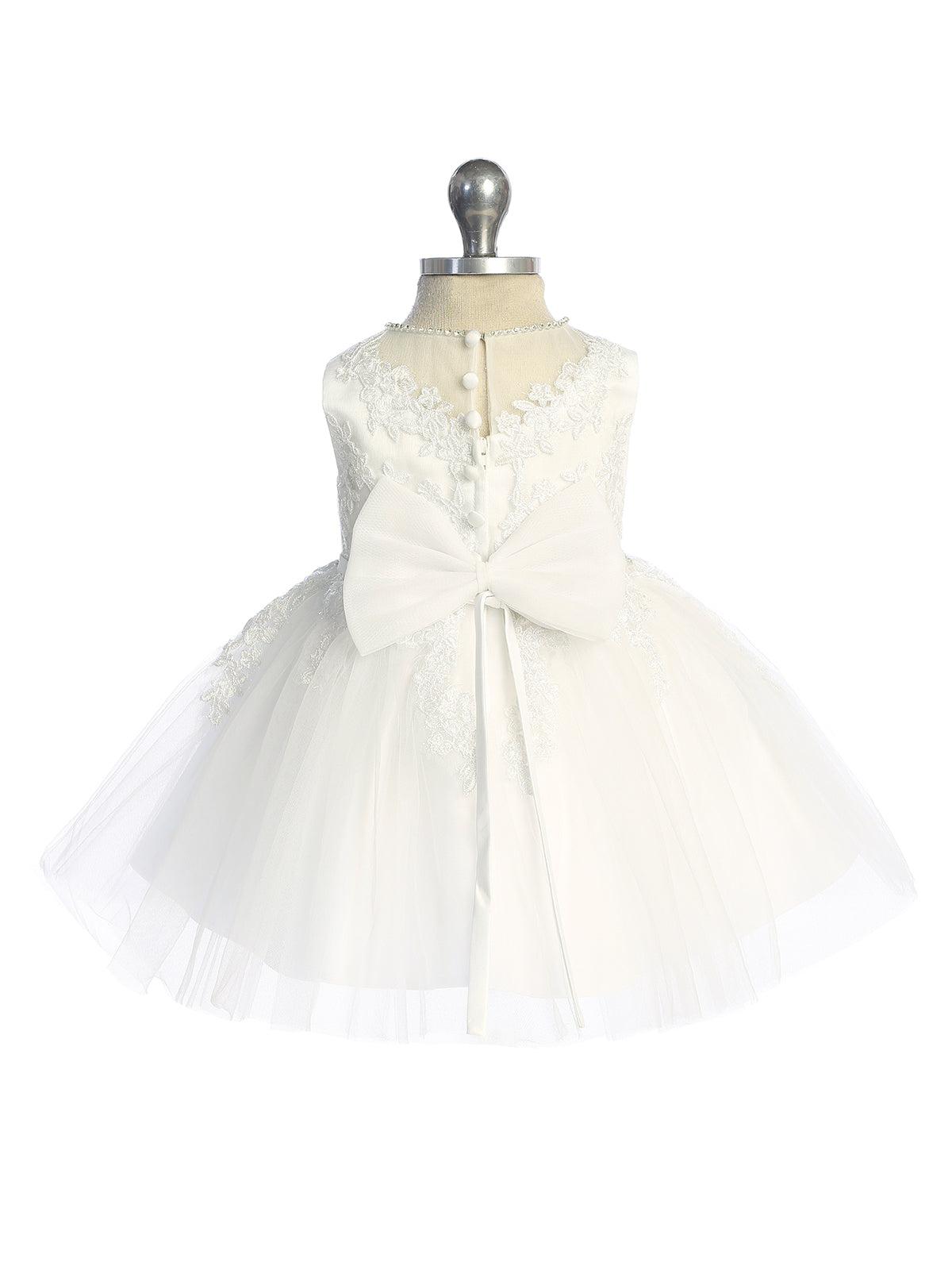 Infant Shimmering Lace Bodice with a Rhinestone Neckline Dress