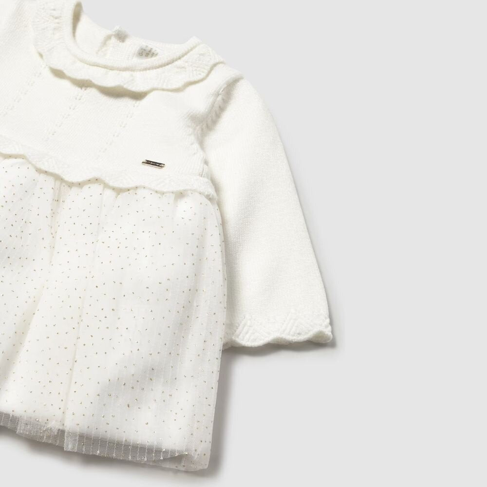 Mayoral Newborn Girl Tulle and Knit Dress