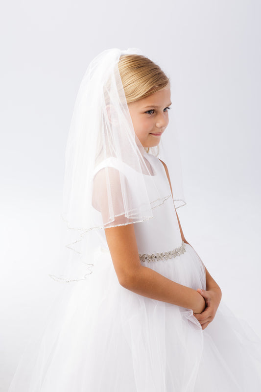 Girl's Veil with Rhinestone in Clear Casing