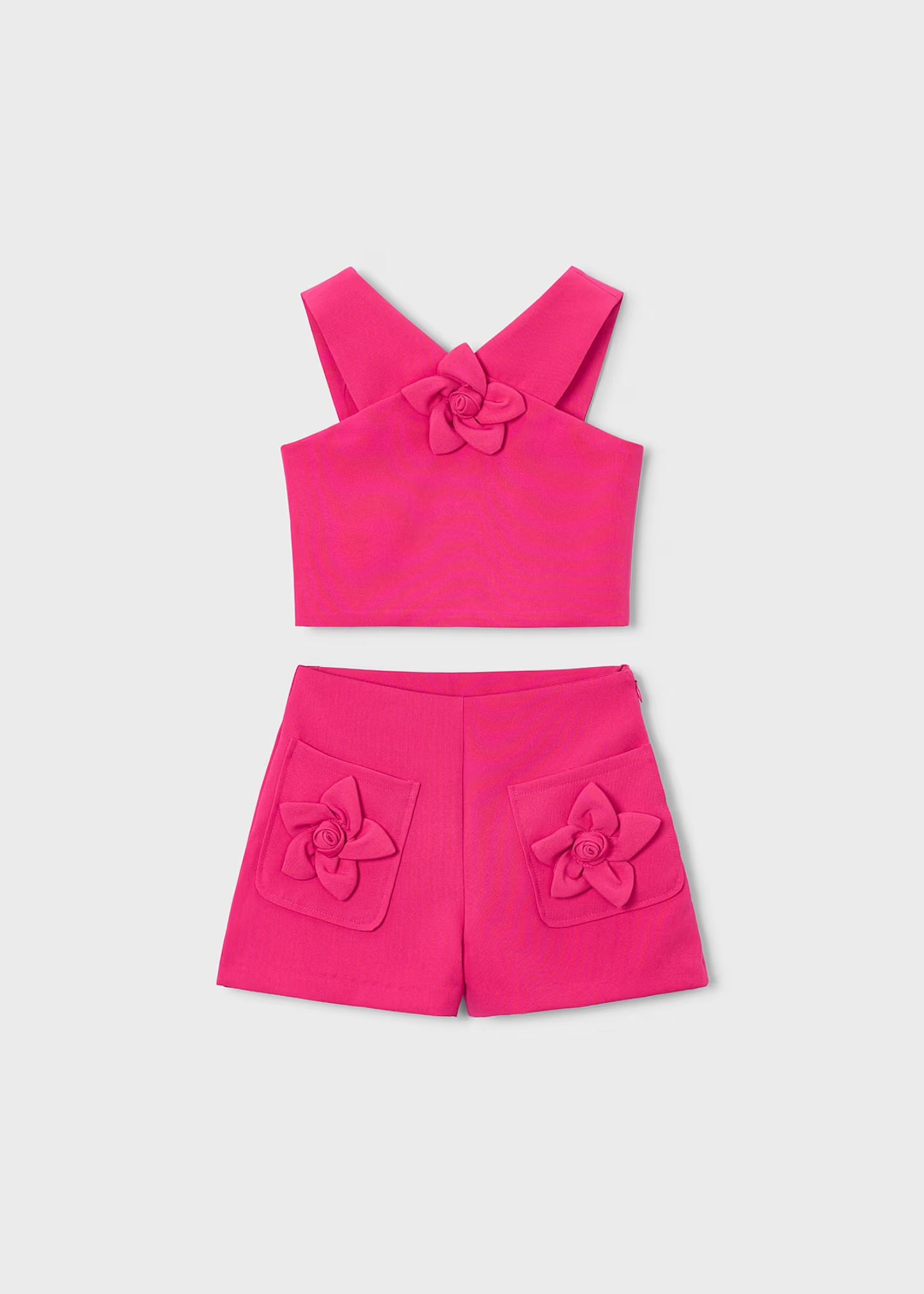 Mayoral Girl Flower Applique Shorts and Top Set