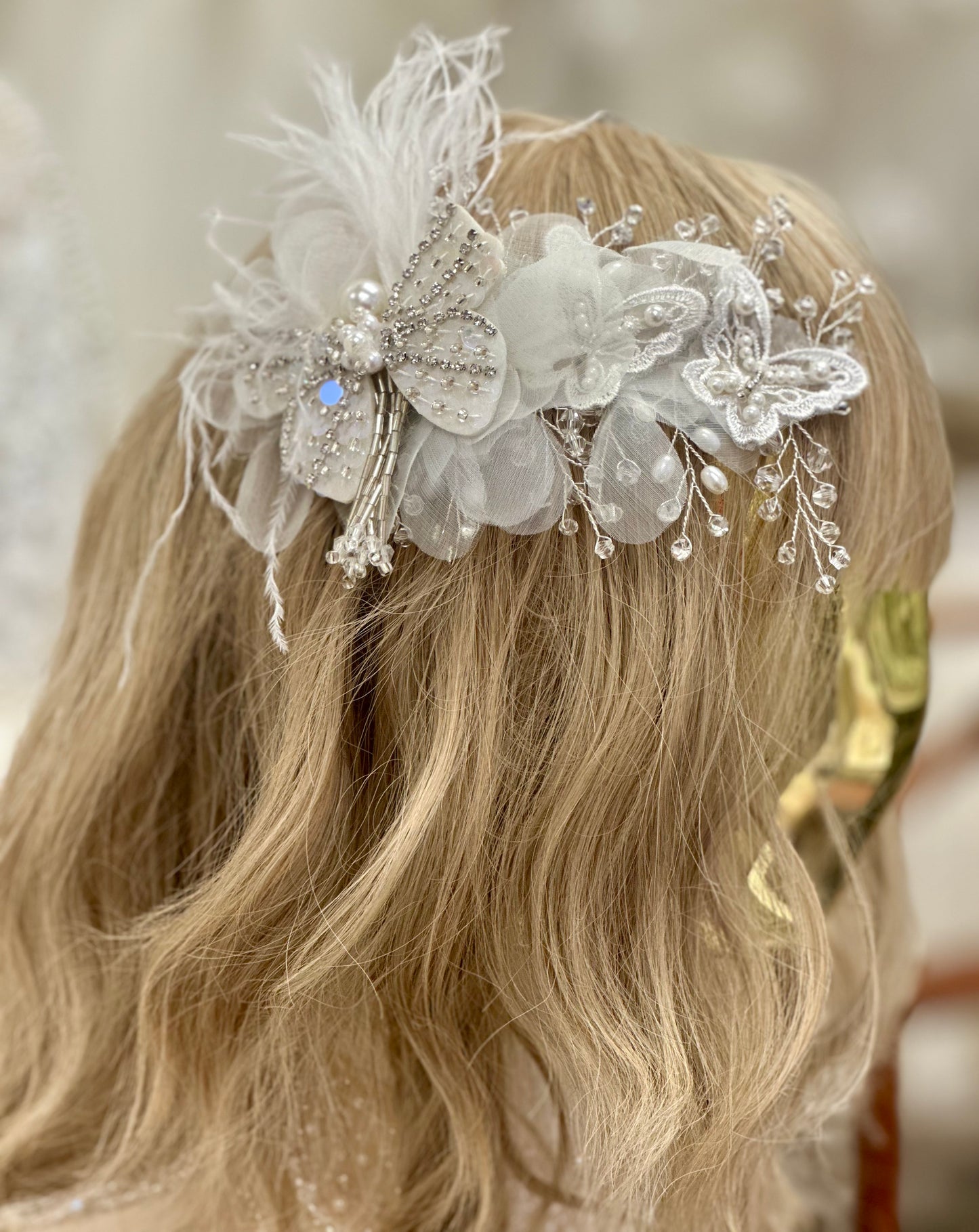 Girls Floral Comb w/Butterfly