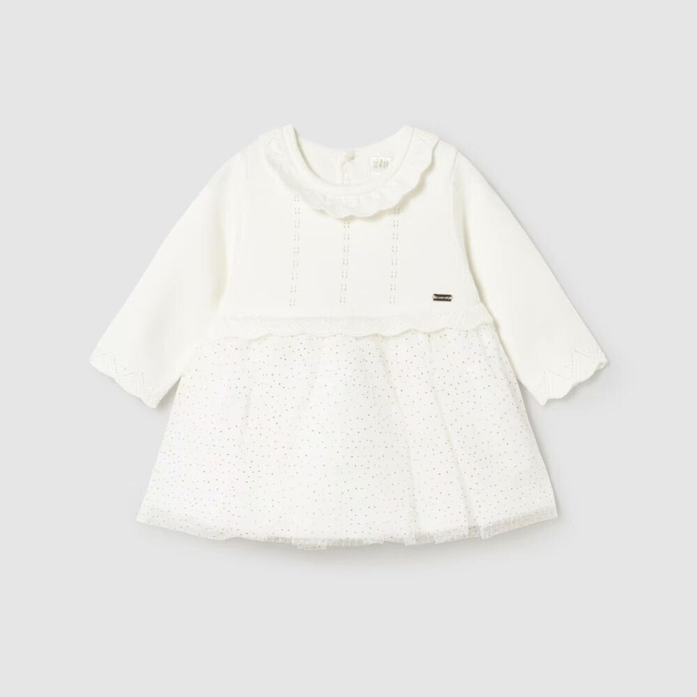 Mayoral Newborn Girl Tulle and Knit Dress