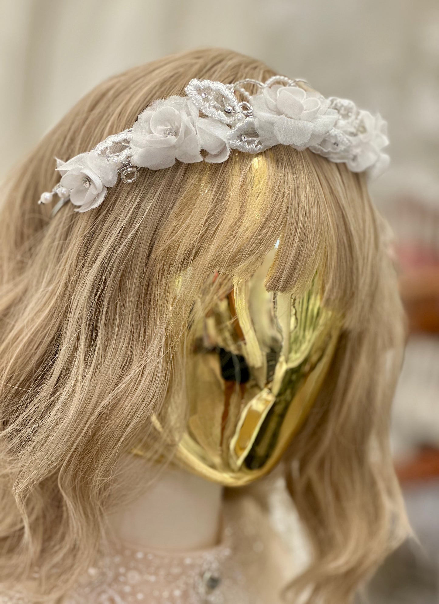 Organza flowers with rhinestone Headband