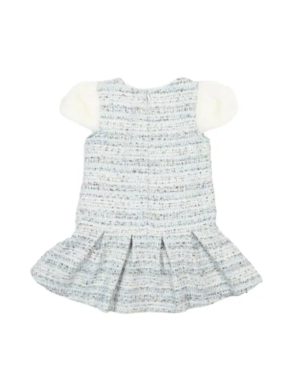 Girls Furry Sleeves Tweed Dress