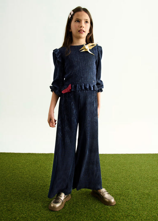 Abel & Lula Girl Pleated Knit Pants Set