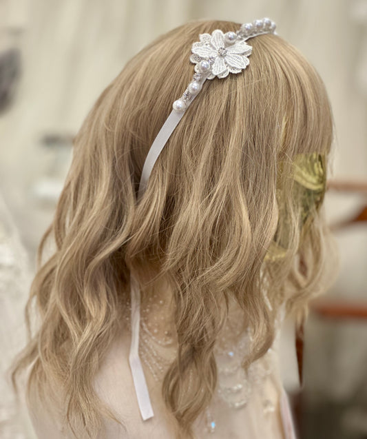 Girls Floral Pearl Headband
