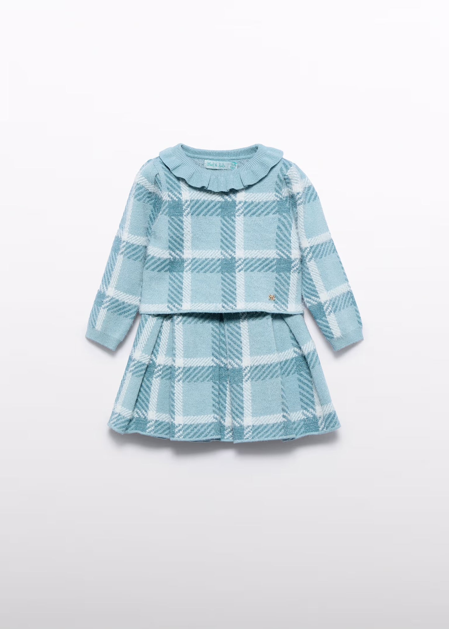 Abel & Lula Baby Girl Plaid Knit Skirt Set