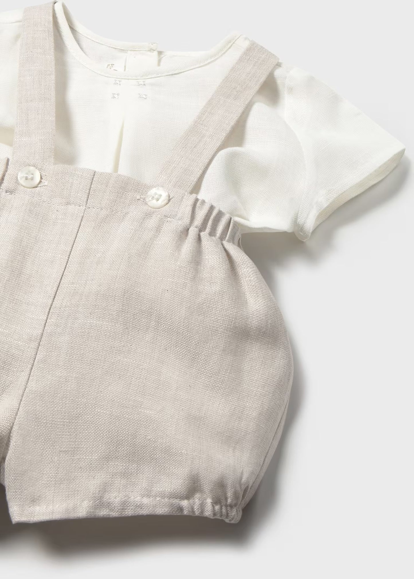 Mayoral Newborn Boy Shorts with Suspenders and Shirt Set
