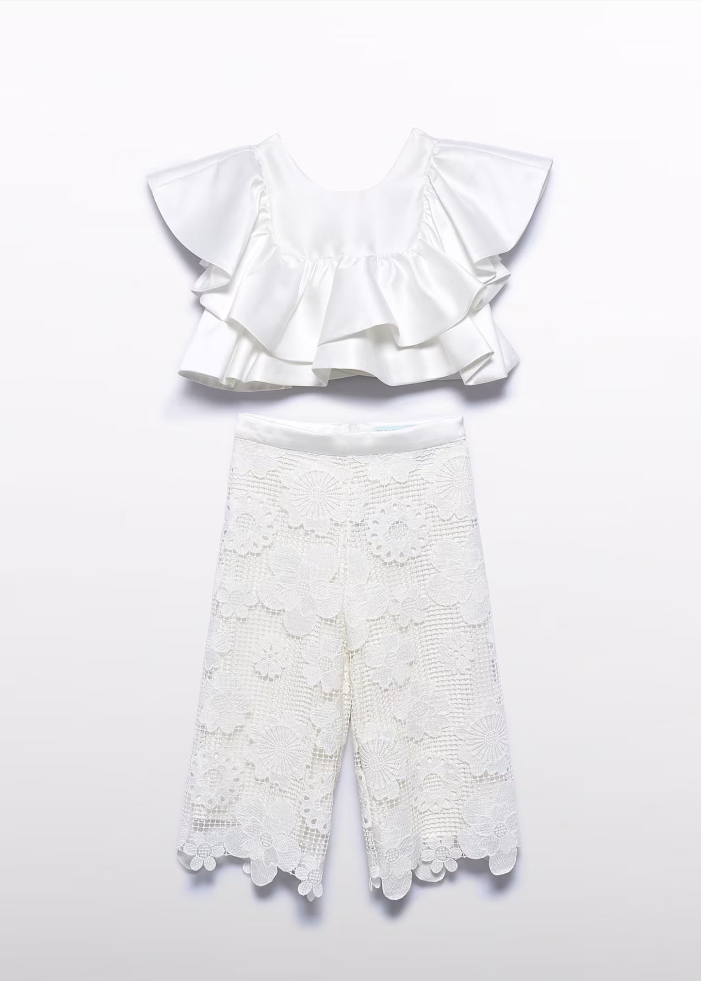 Abel & Lula Girl Guipure Culotte Pants and Top Set