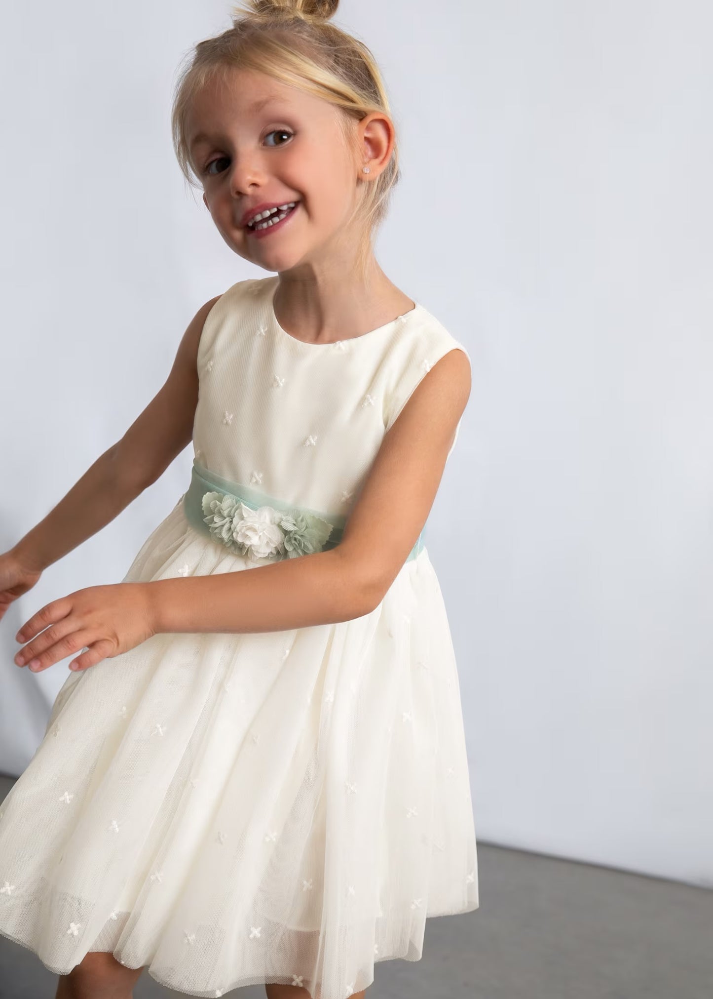 Mayoral Girl Embroidered Tulle Dress