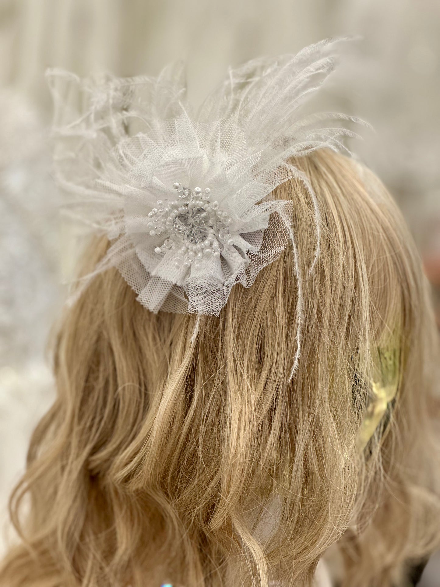 White Marabou Feather Clip