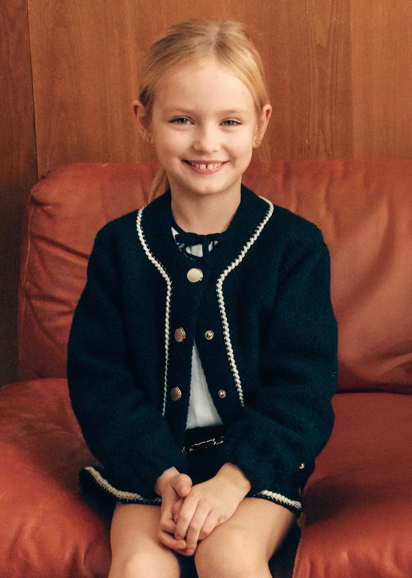 Abel & Lula Girl Faux Shearling Jacket, Shearling Skirt with Belt Set
