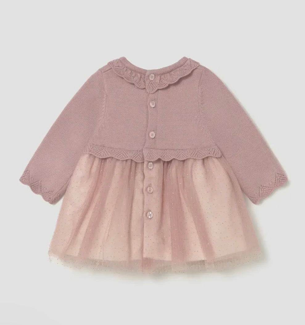 Mayoral Newborn Girl Tulle and Knit Dress