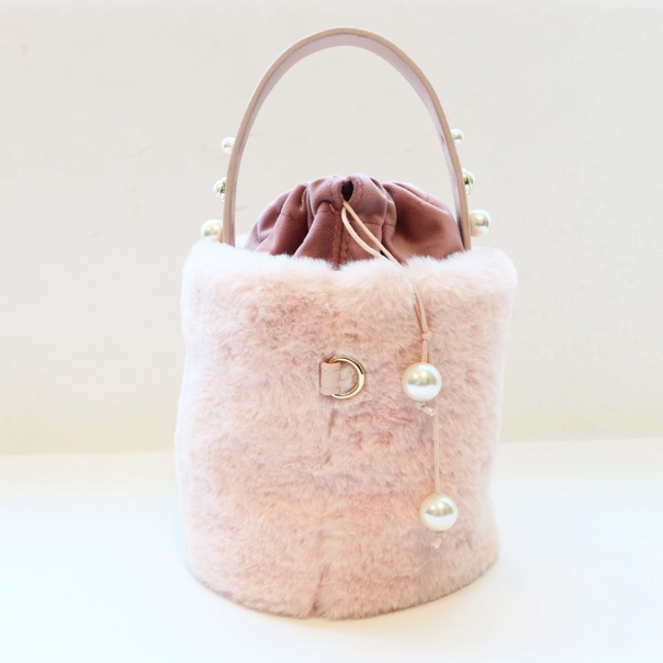 Pink Fur Bucket Purse