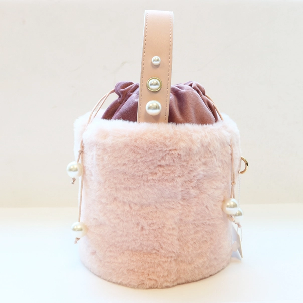 Pink Fur Bucket Purse