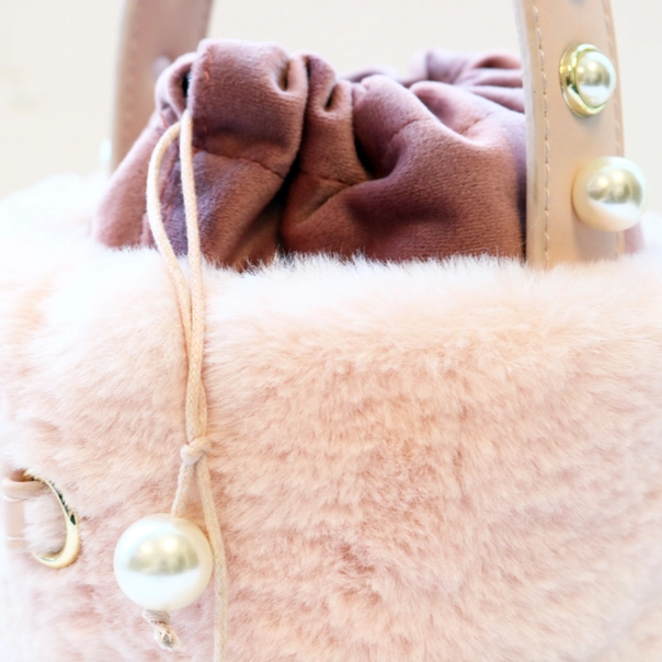 Pink Fur Bucket Purse