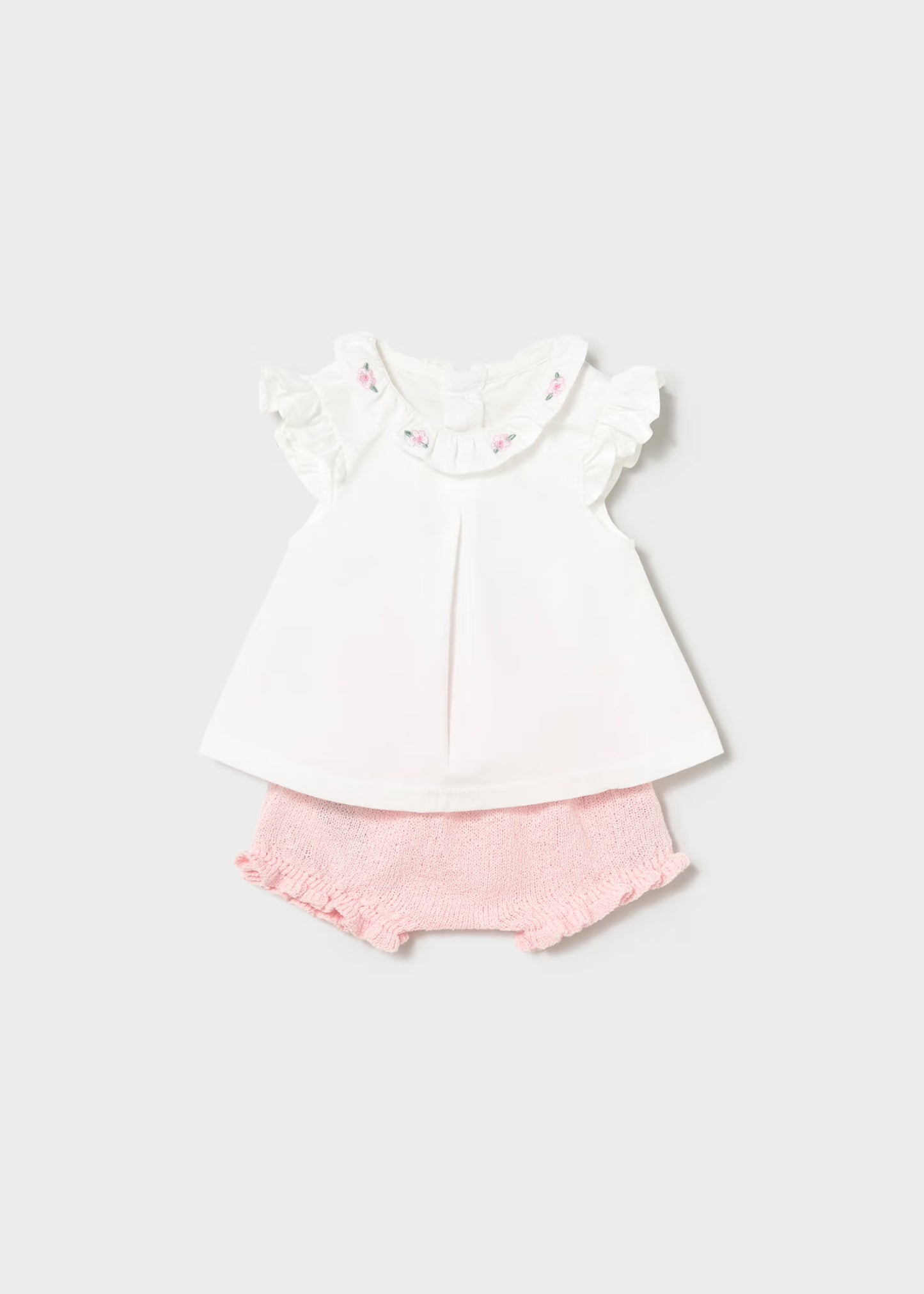 Mayoral Newborn Girl Bloomers and Ruffled Blouse Set