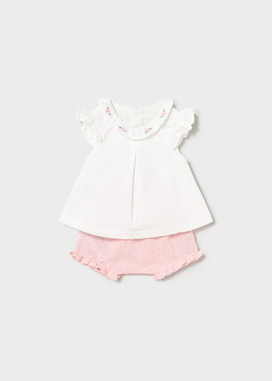 Mayoral Newborn Girl Bloomers and Ruffled Blouse Set