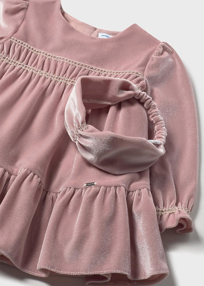Mayoral Infant Velvet Dress & Headband Set