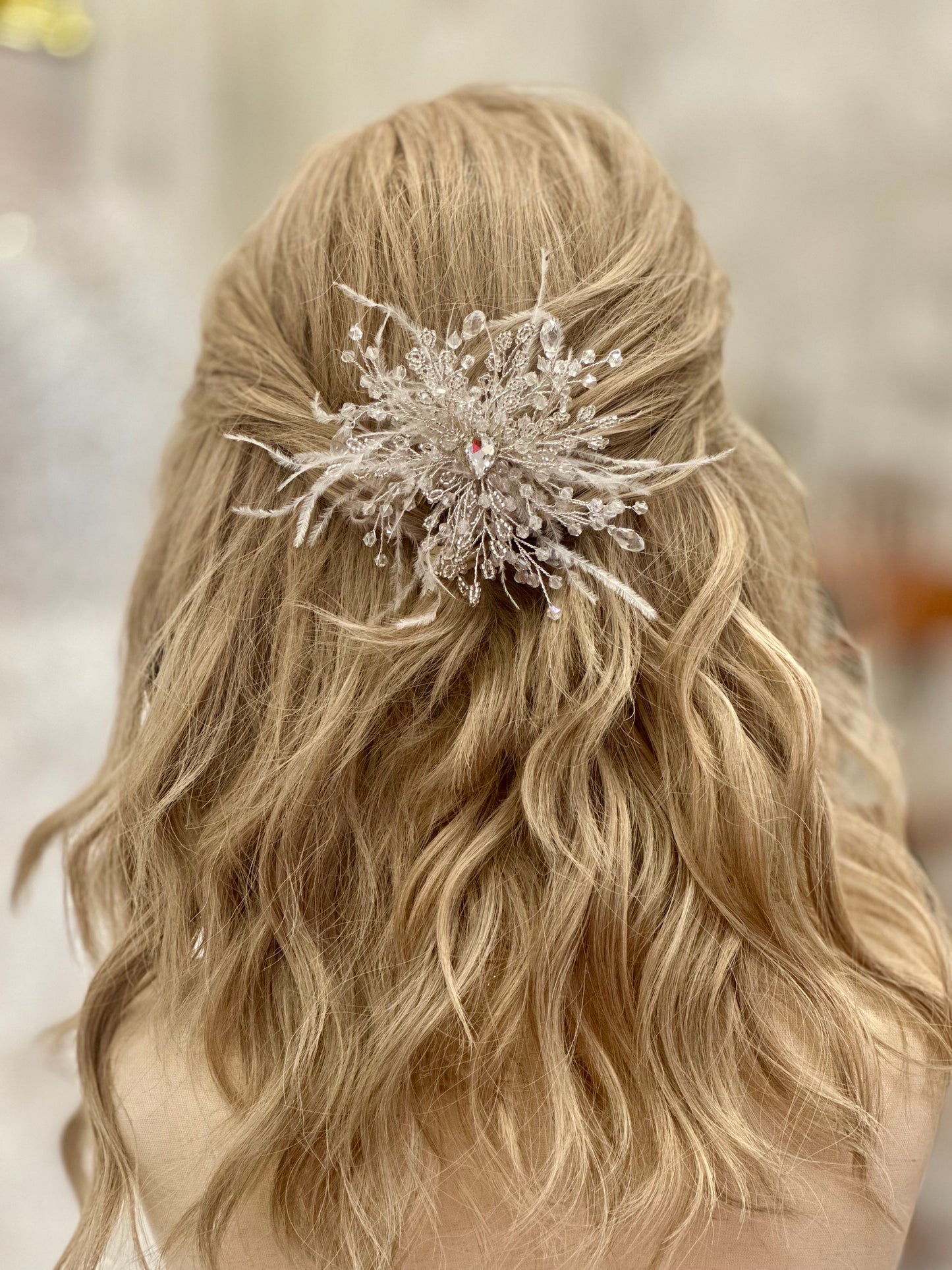 ST Rhinestone/Crystal Hairpiece w/Feathers
