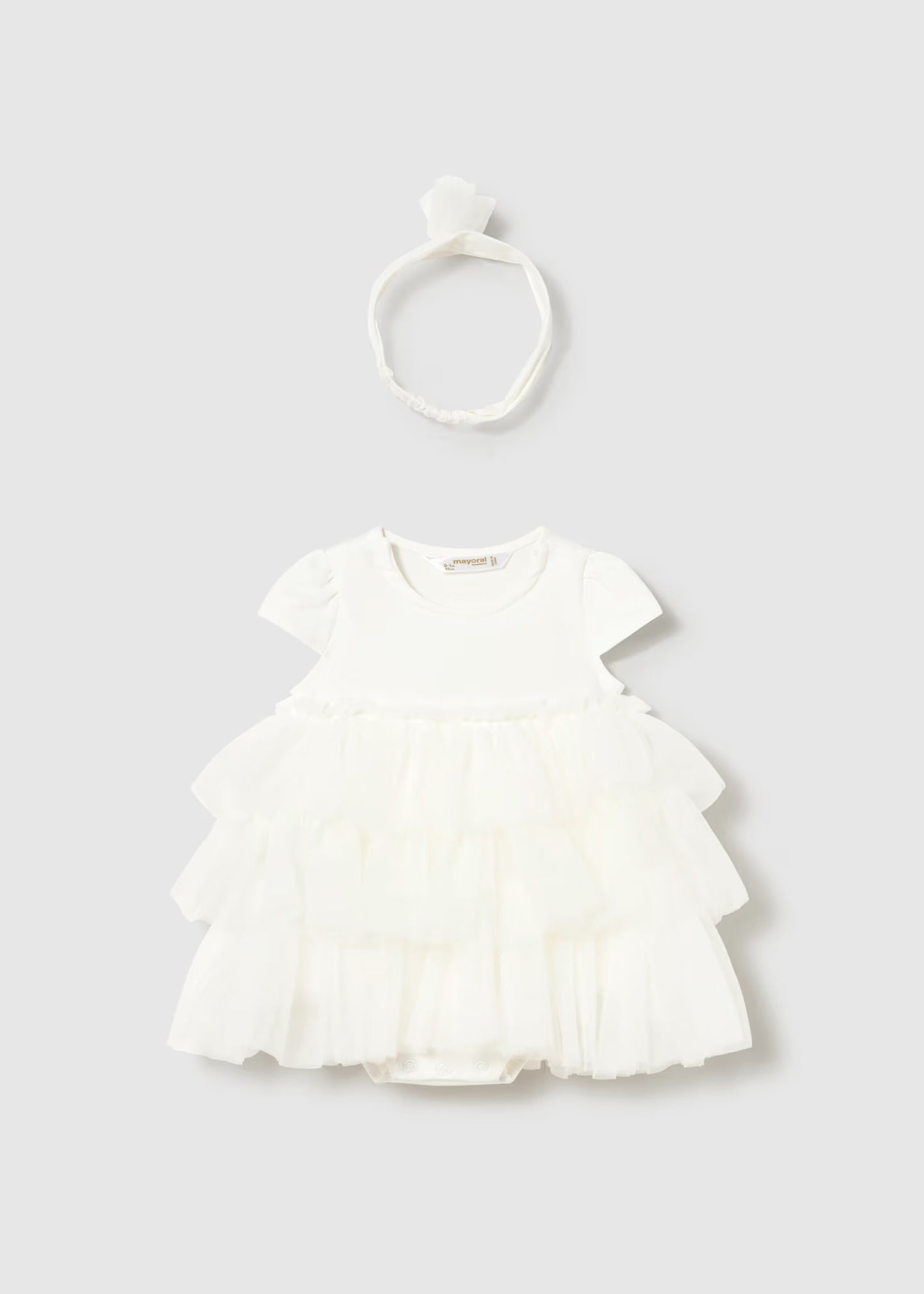 Mayoral Newborn Girl Tulle Dress and Headband Set