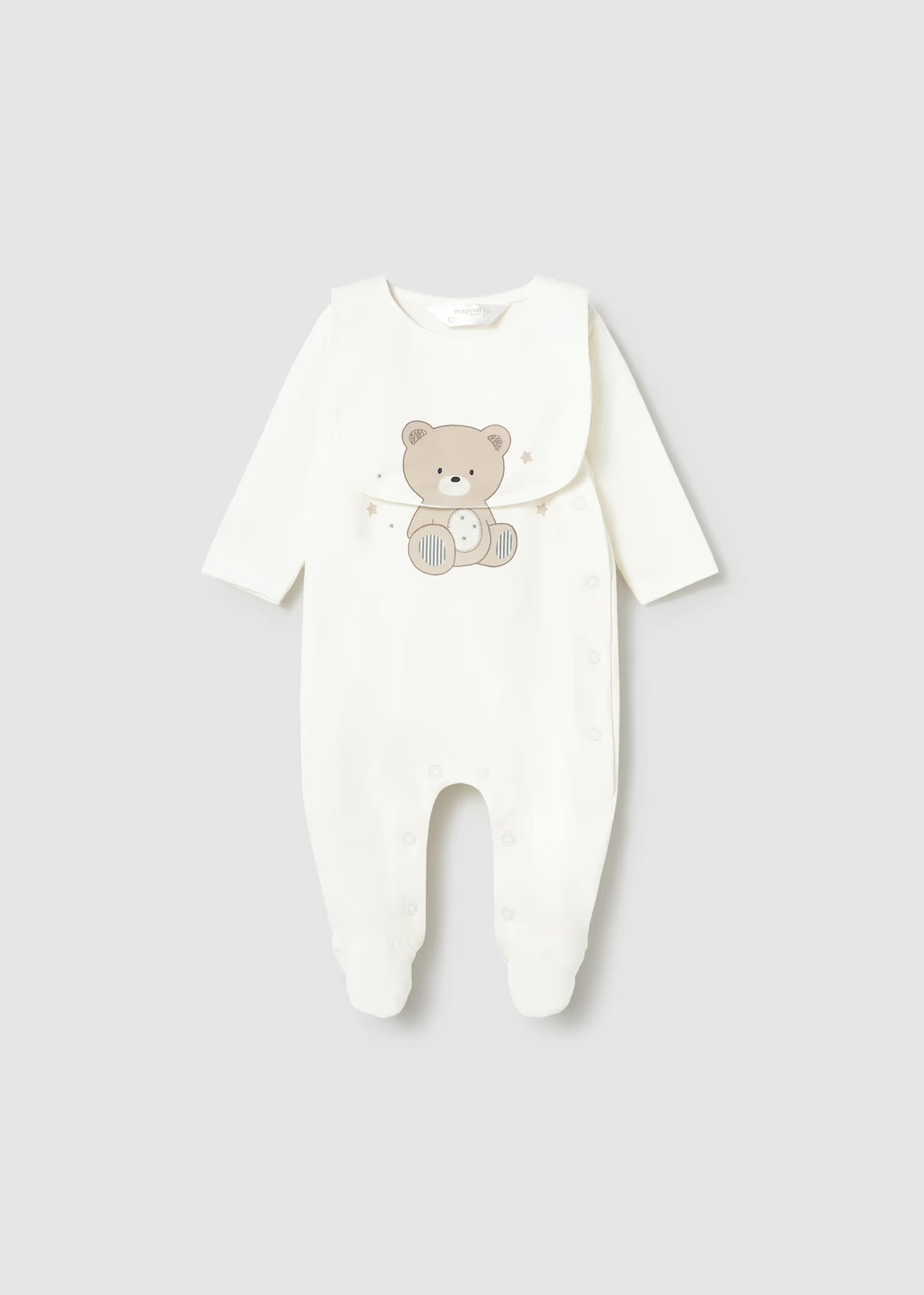 Mayoral Newborn Boy Silkscreen Print One-Piece with Bib Set