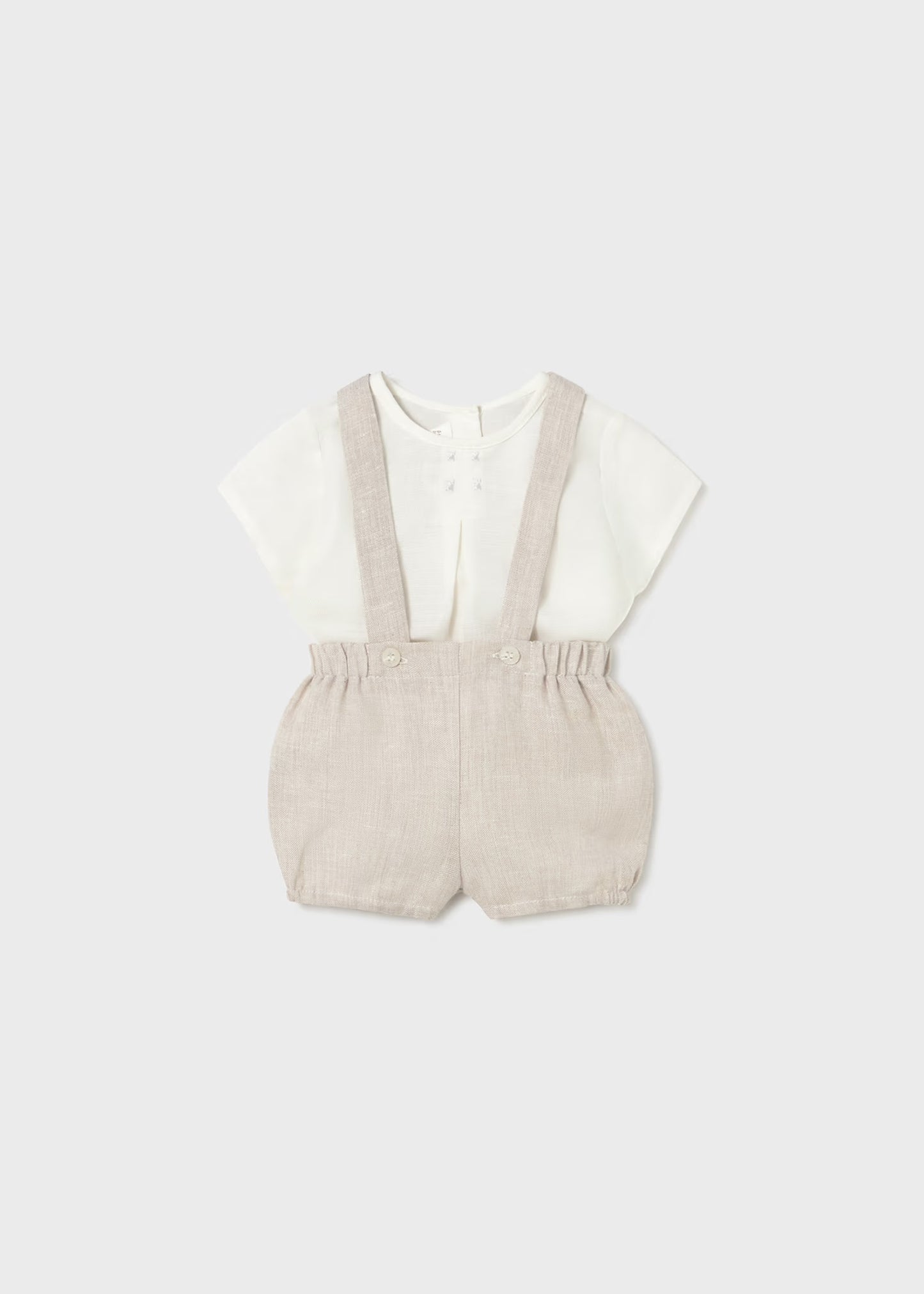 Mayoral Newborn Boy Shorts with Suspenders and Shirt Set